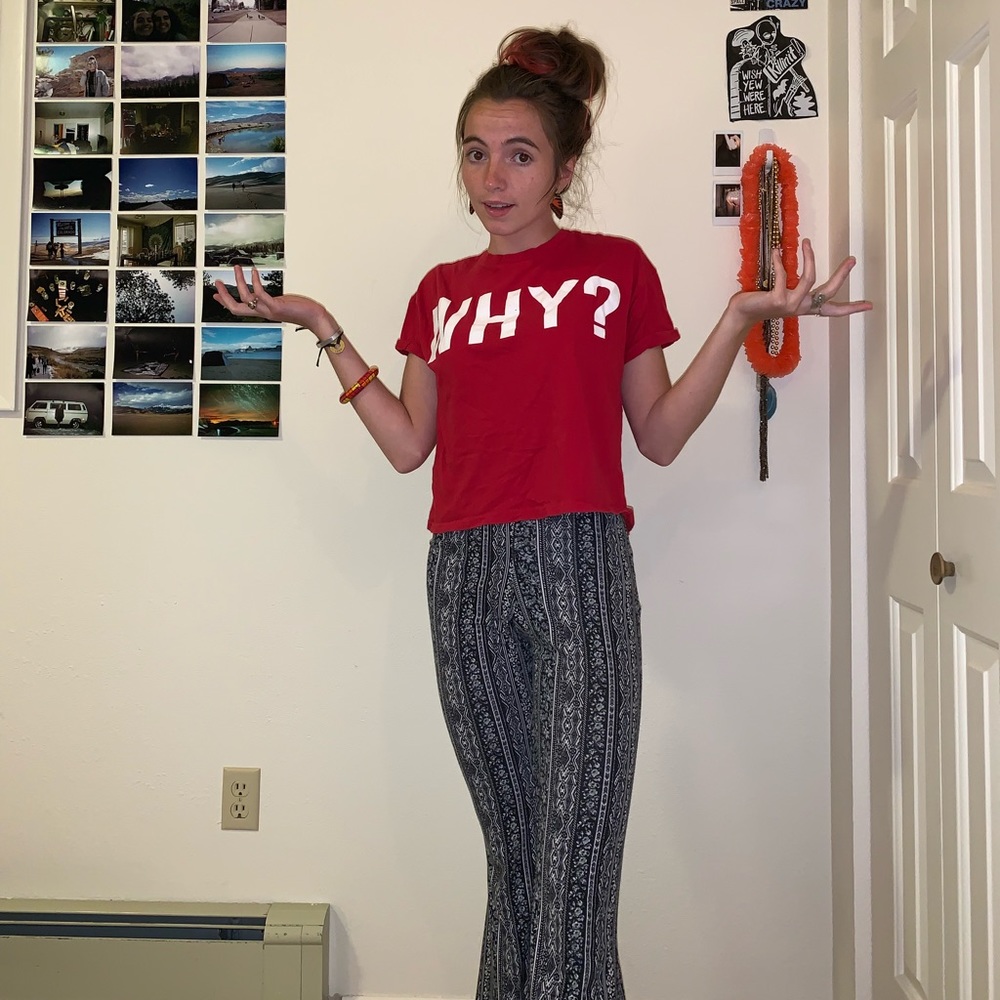 “Why?” Red crop top